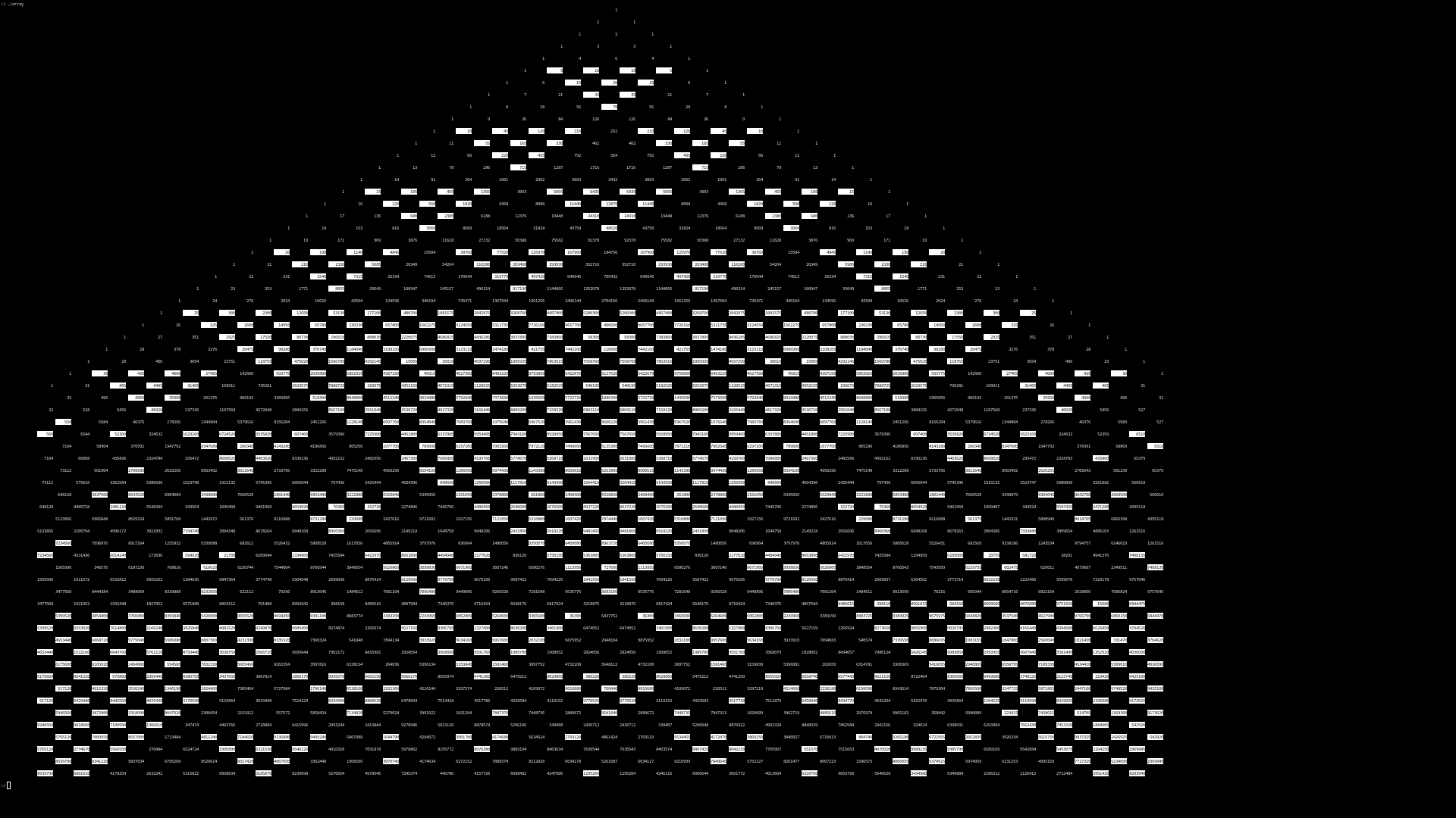 [array.c + printArrayModFive.c: a Pascal's triangle]