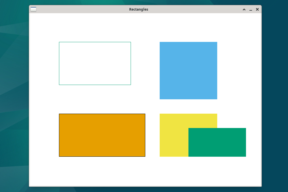 Screenshot of a SplashKit window displaying a series of rectangles