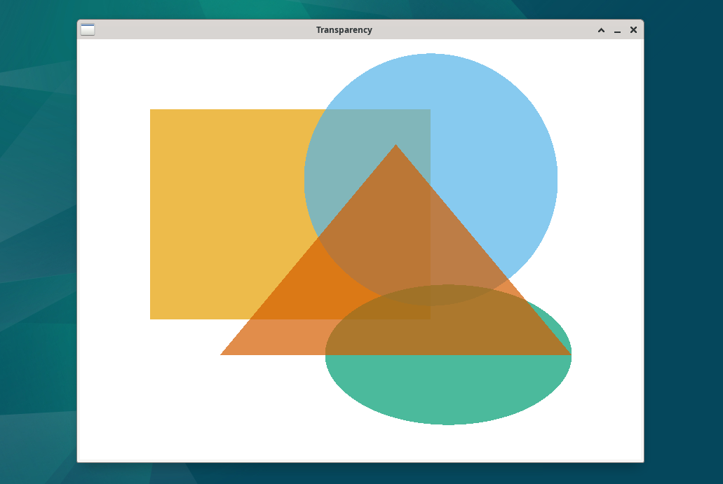 Screenshot of a SplashKit window displaying a series of transparent overlapping shapes
