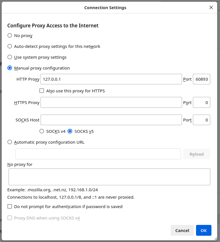 Configure Proxy Access to the Internet