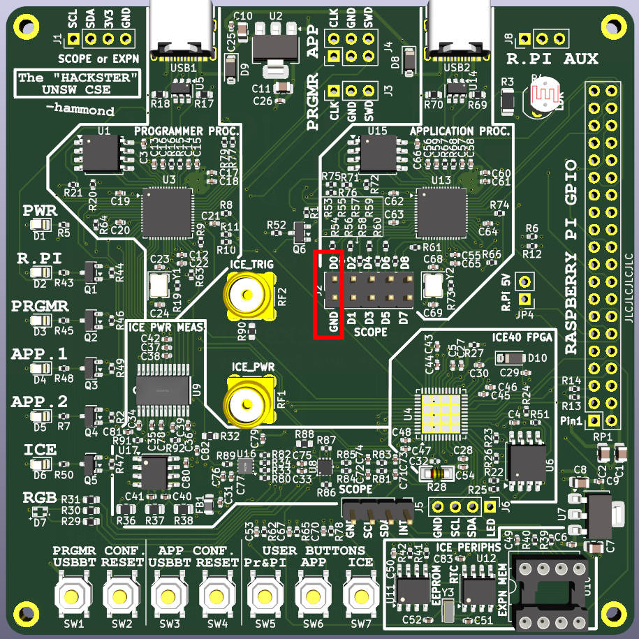 Connecting oscilloscope probes to the FPGA board