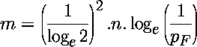m = \left( \frac{1}{\log_e 2} \right)^2 . n . \log_e \left( \frac{1}{p_F} \right)
