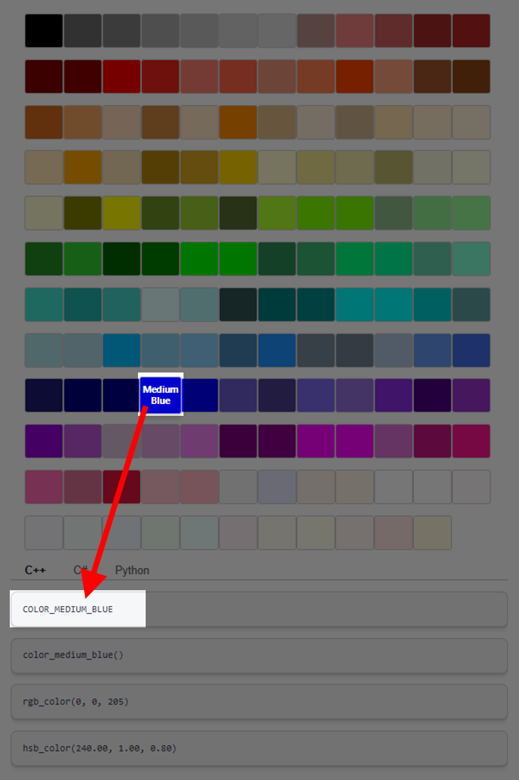Choosing from the SplashKit colour pallette
