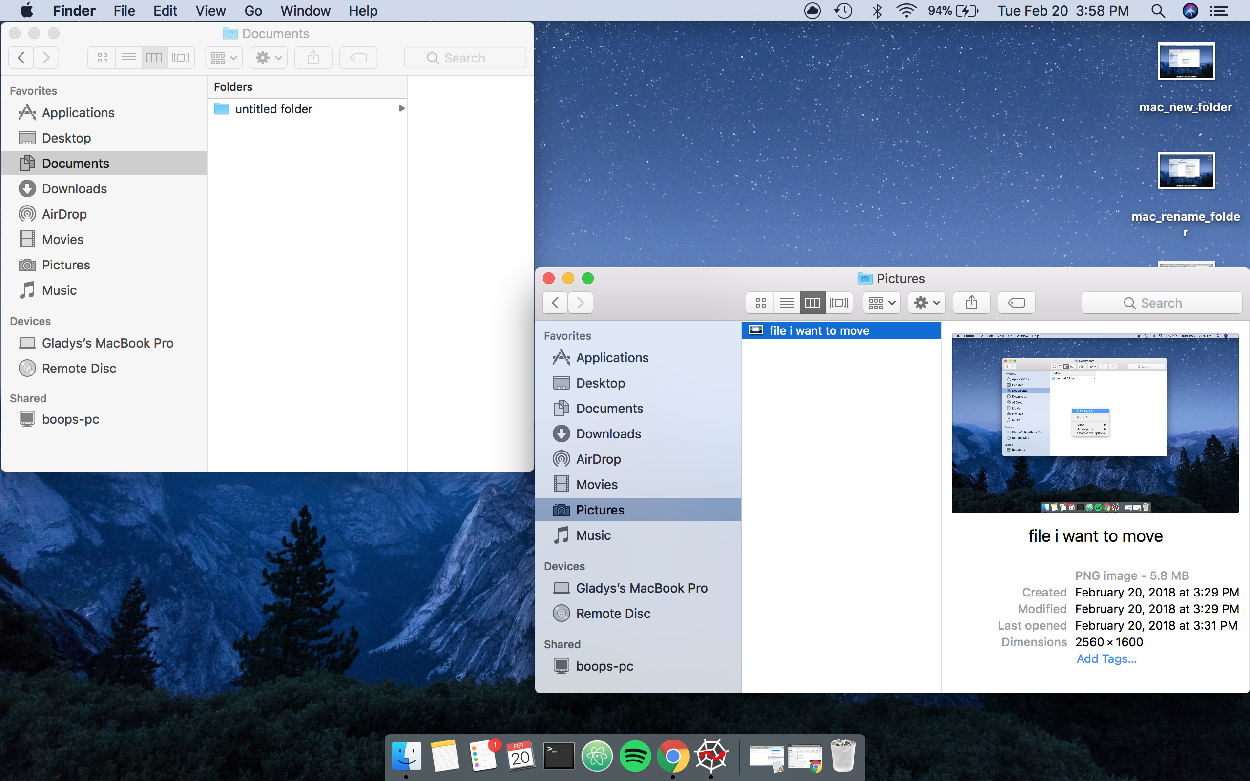 File dragged to second Finder window