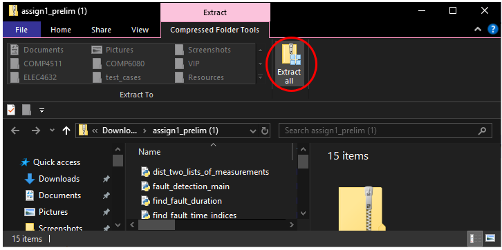 Extract all button selected in File Explorer top bar
