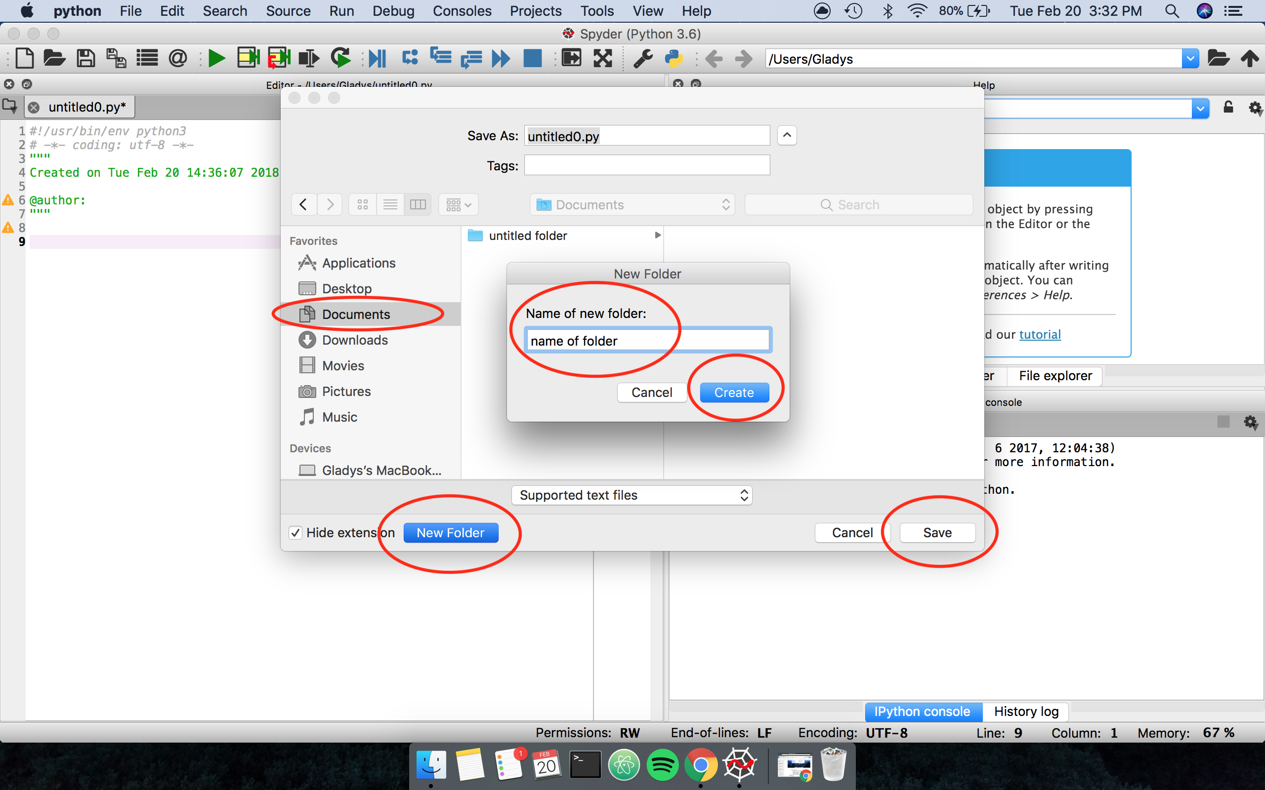 Rename button in save file prompt from Spyder on macOS