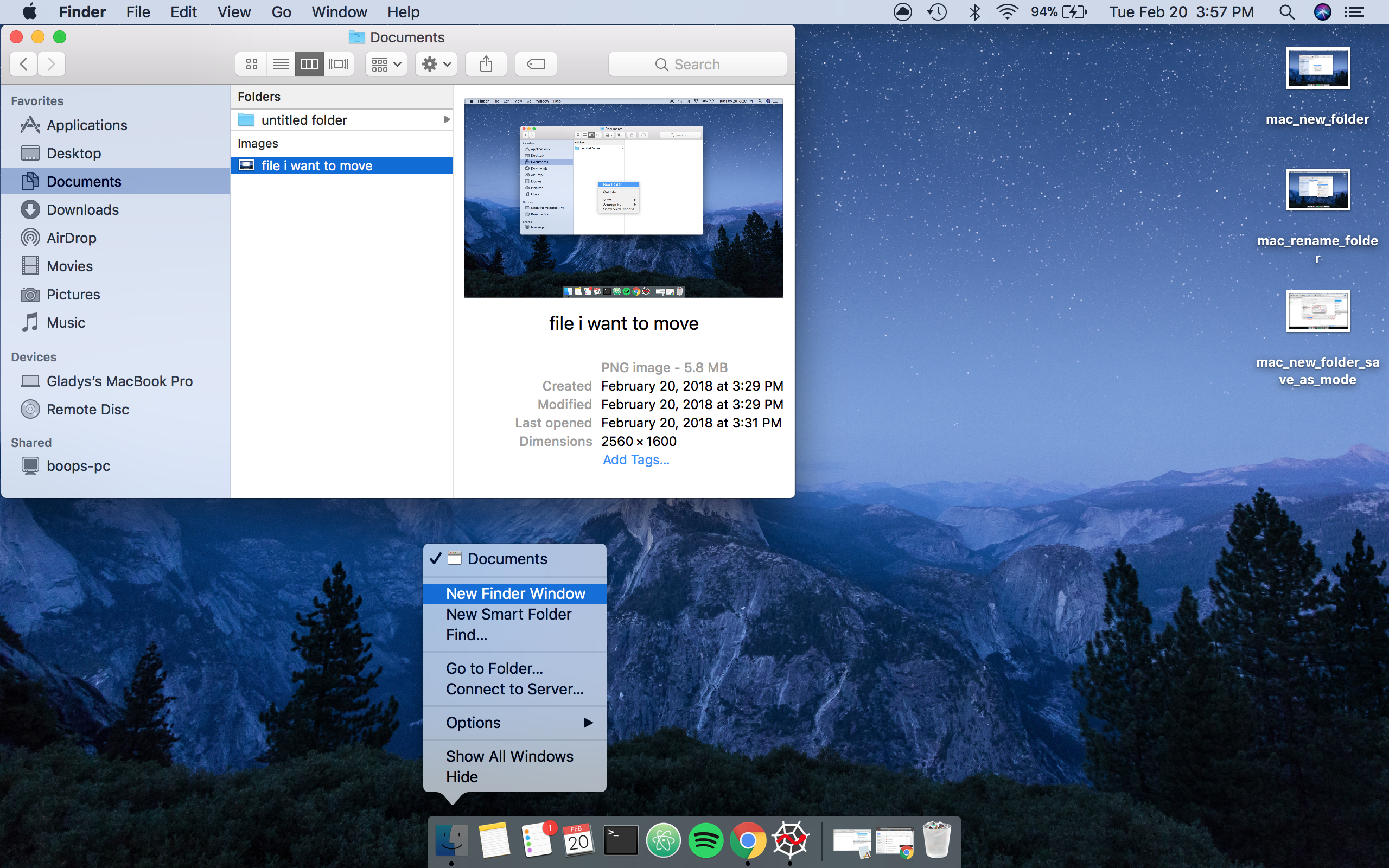 Finder with file highlighted