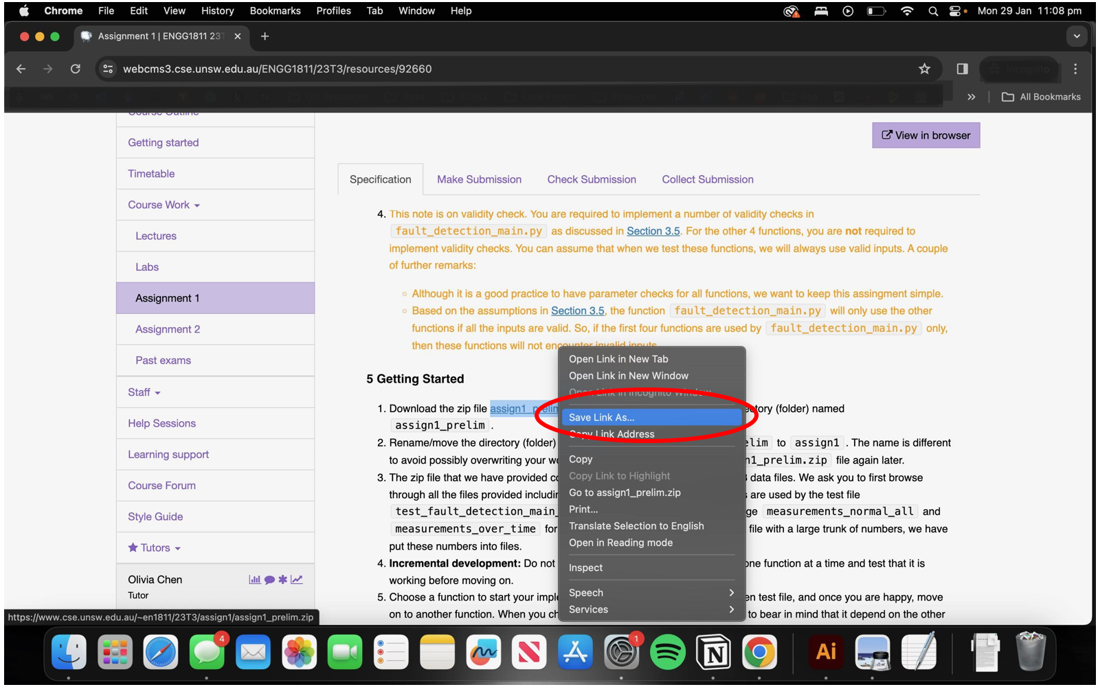 Save Link As button selected in context menu