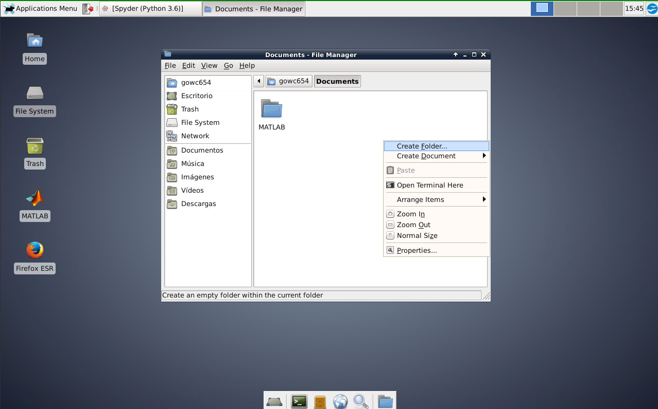 VLAB file manager context menu