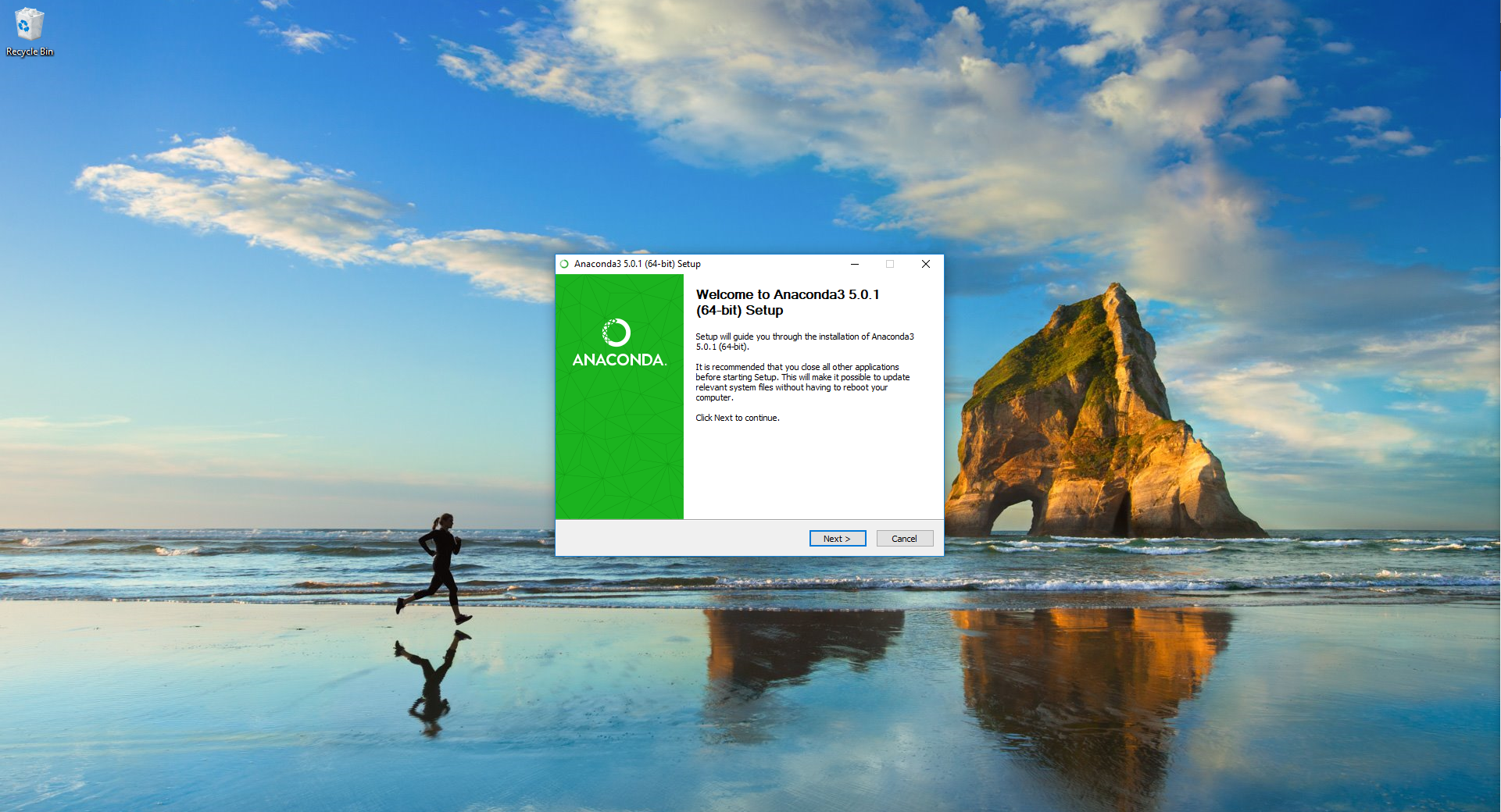 Anaconda installer window