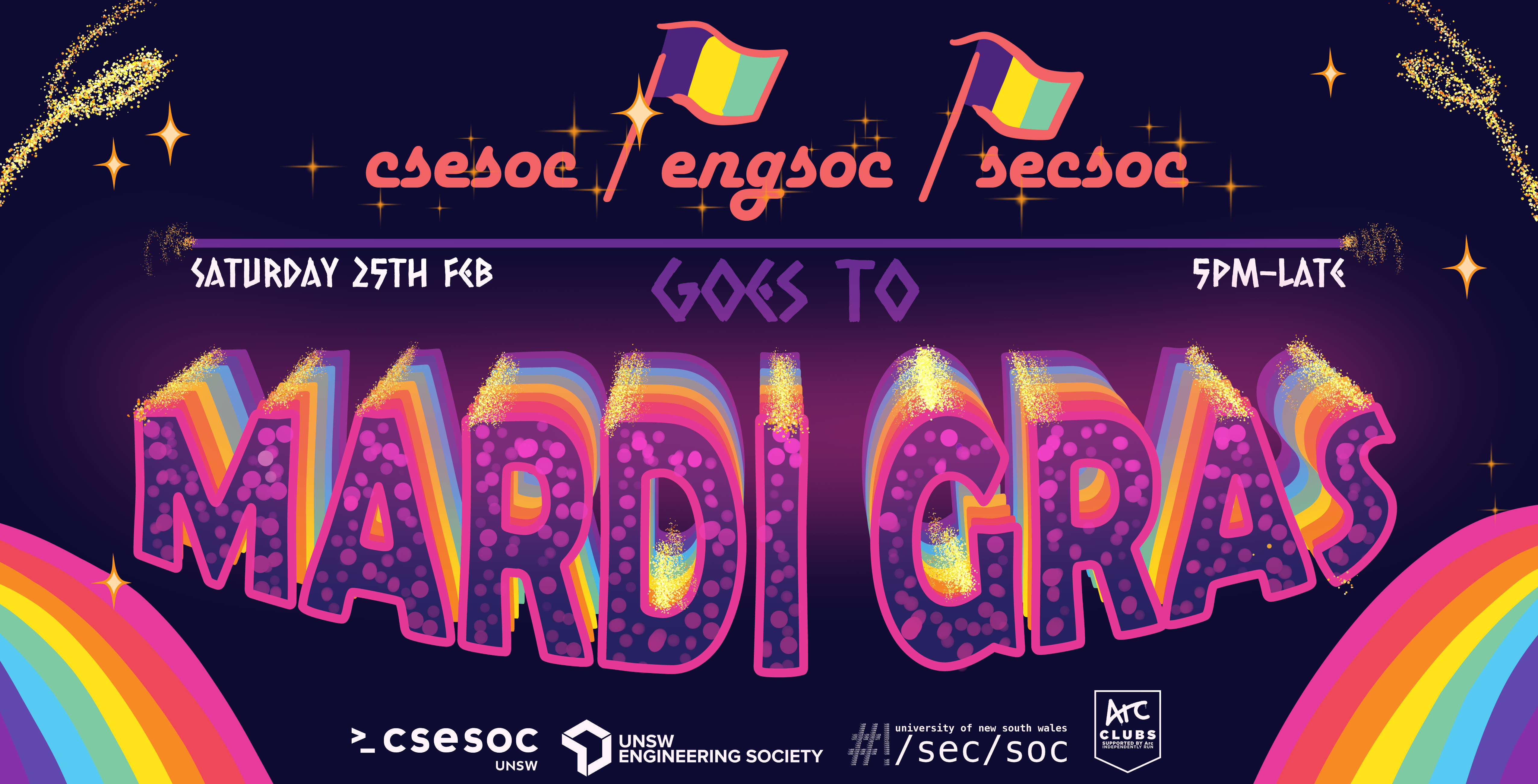 CSESoc x EngSoc x SecSoc Goes to Mardi Gras Event